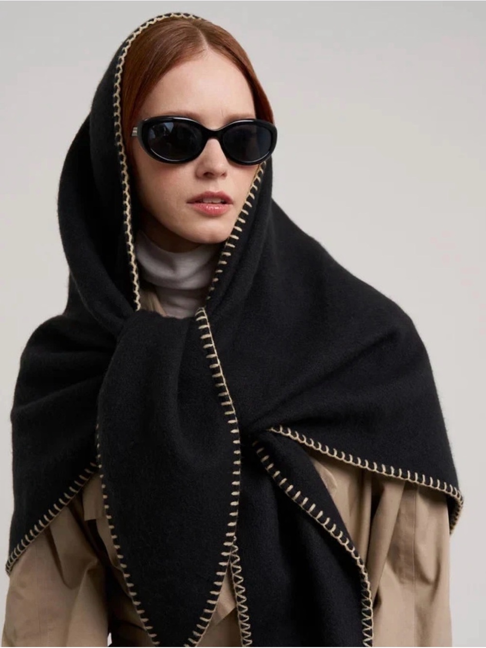 Echo Greenwich triangular whipstitch scarf wrap